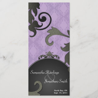 Programme de mariage - Noir & Violet Floral Damask