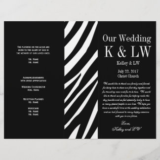 Programme de mariage noir Zebra Stripes Motif