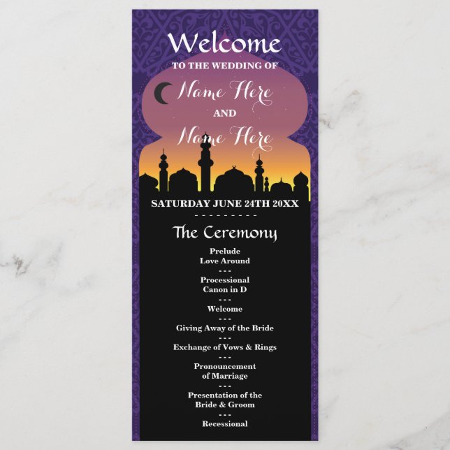 Programme de mariage Nuits Arabes (Devant)