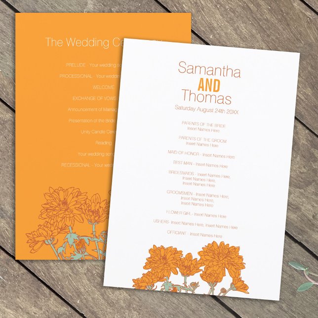 Programme de mariage Orange blanc chrysanthème (Créateur téléchargé)