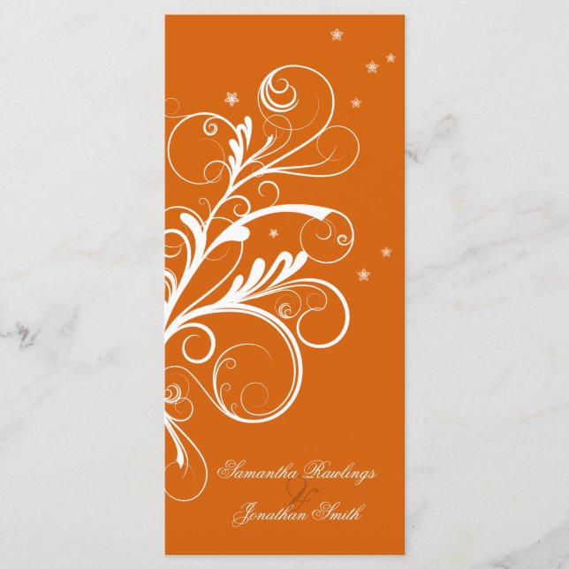 Programme de mariage Orange Blanc Floral Élégant S (Devant)