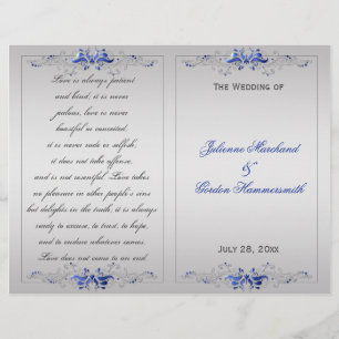 Programme de mariage Ornate Blue Silver Floral Swi