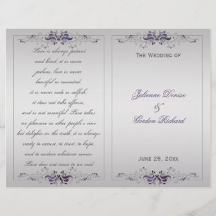 Programme de mariage Ornate Purple Argent Floral F