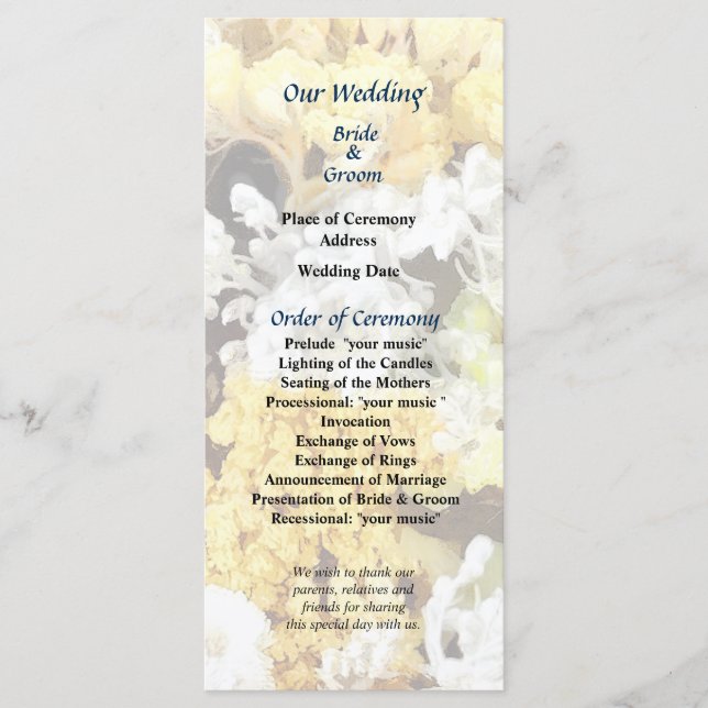 Programme de mariage Panier de fleurs séchées (Devant)