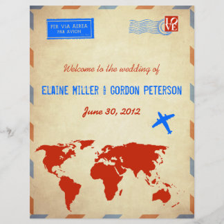 Programme de mariage par courrier aérien vintage C