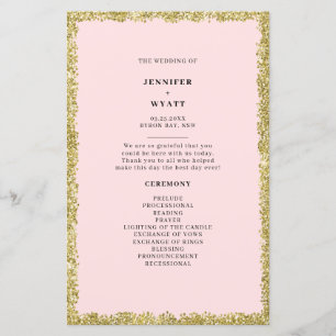 Programme de mariage Parties scintillant rose et o