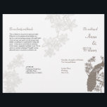 Programme de mariage Peacock Circulaire<br><div class="desc">L'appel d'un paon est porté à l'esprit sur ce programme de mariage. Une illustration classique d'un paon dans un arbre dans les tons taupe encadre votre texte customisé tandis que la branche fleurie est utilisée comme filigrane à l'extérieur et à l'intérieur. Plier en deux pour faire un livret. Disponible en...</div>