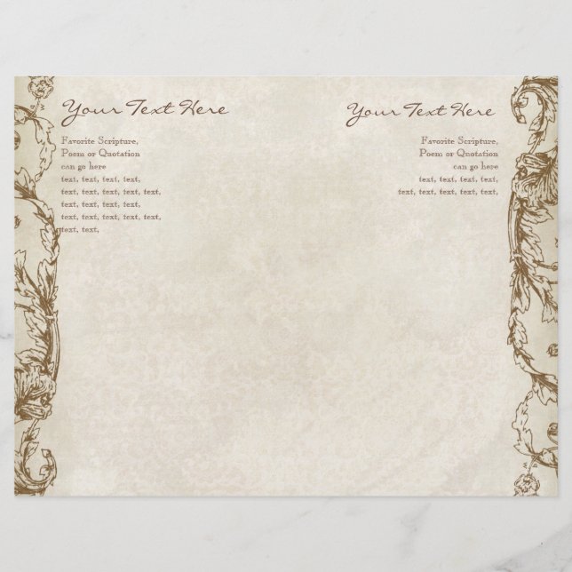 Programme de mariage Peacock & Etching vintage Int (Devant)