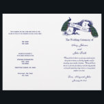 Programme de mariage Peacock vintage<br><div class="desc">Bifold Vintage Peacock Wedding Program with Navy Blue and Teal Peacocks and personalized with the monogram initials of the bride and groom. Pliage requis à la réception. Utilisez l'option "PERSONNALISER IT" pour modifier le texte et modifier l'espacement,  etc. Pour obtenir de l'aide,  contactez luxuryweddinginvitations@gmail.com</div>