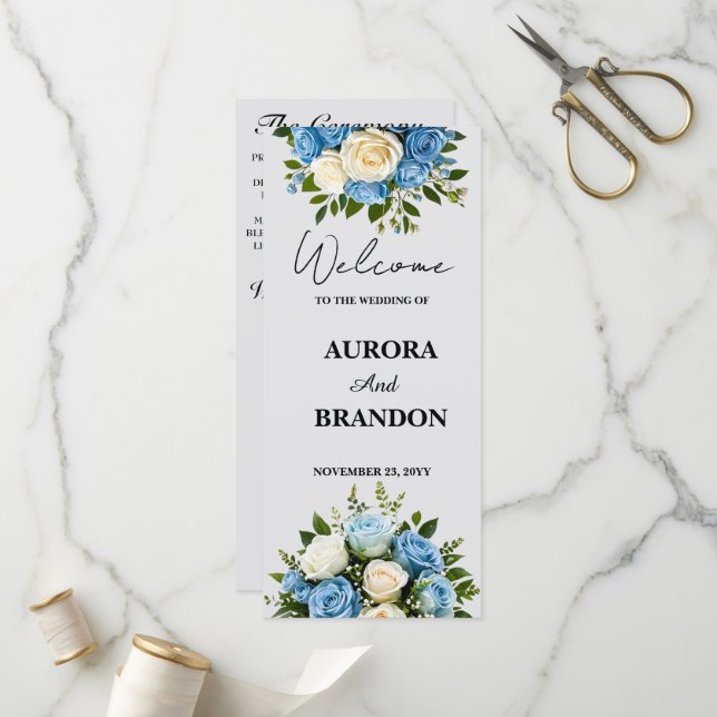 Programme de mariage personnalisé avec design flor (Devant/Arrière en situation)