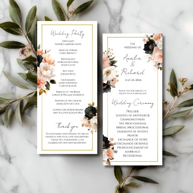 Programme de mariage personnalisé avec motifs flor (Créateur téléchargé)