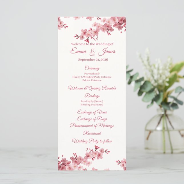 Programme de mariage personnalisé Fleur de Cerisie (Debout devant)