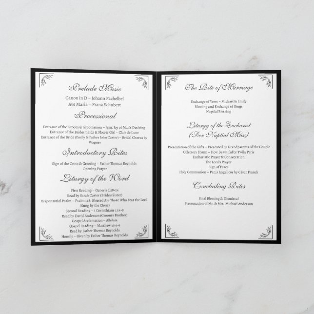 Programme de mariage personnalisé pour l'église ca (Intérieur)