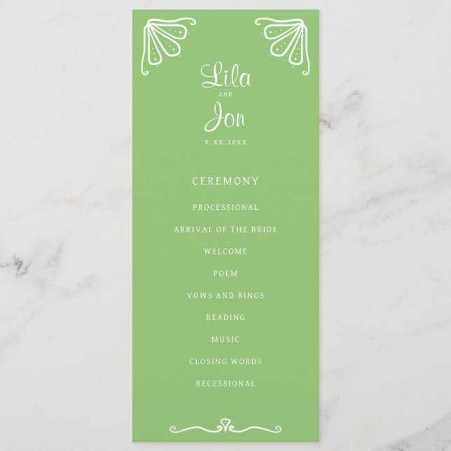 Programme de mariage personnalisé Tuberose (Devant)