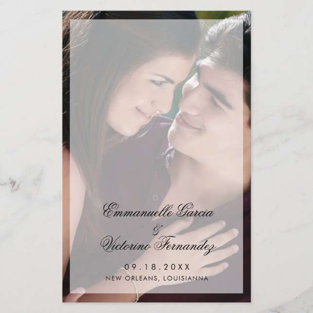 Programme de Mariage Photo Élégant Moderne (Devant)