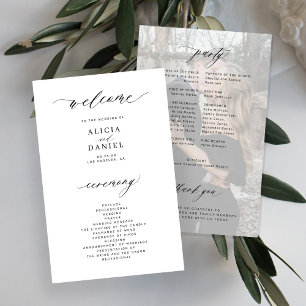 Programme de mariage photo élégant noir et blanc b