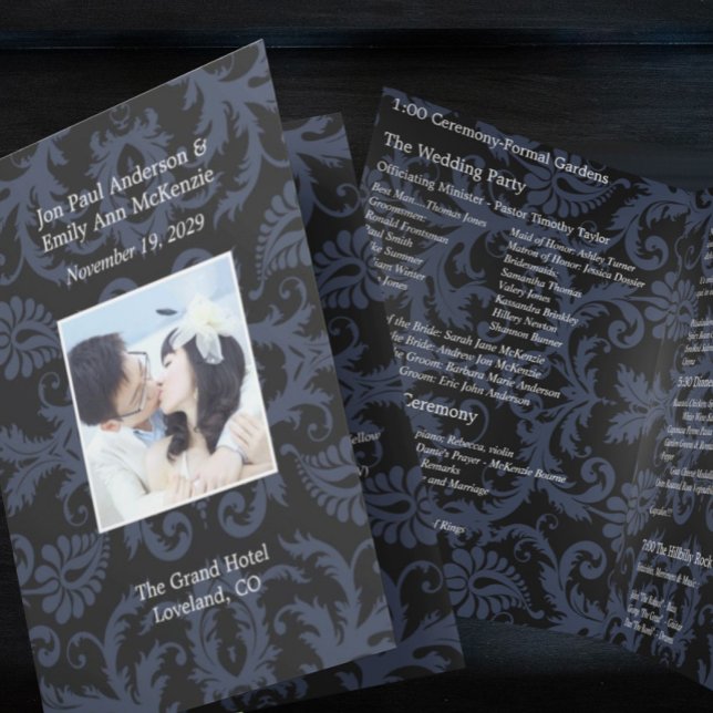 Programme de mariage photo Marine bleu et blanc Da (Créateur téléchargé)