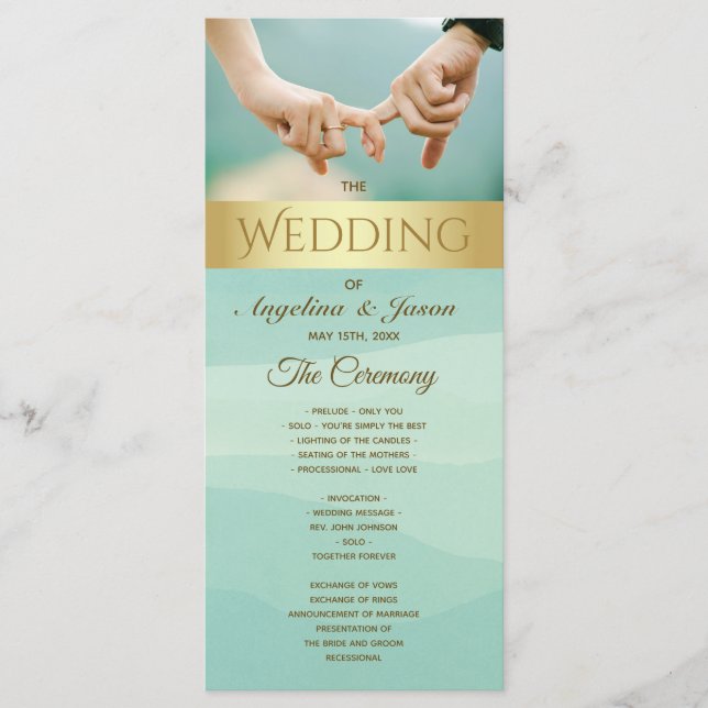 Programme de mariage photo menthe (Devant)