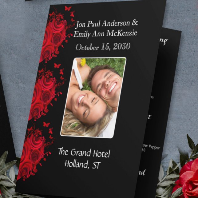 Programme de mariage photo noir gris et blanc Dama (Créateur téléchargé)