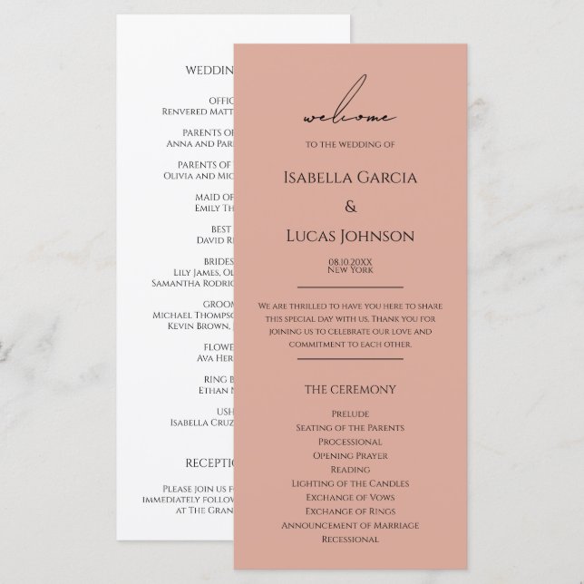 Programme de mariage photo personnalisé moderne (Devant / Derrière)