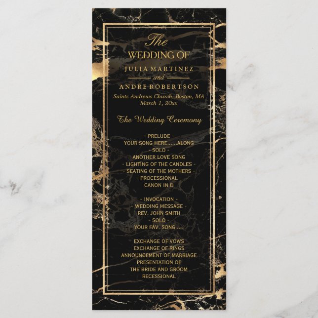Programme de mariage PixDezines Marble+Gold Veins (Devant)