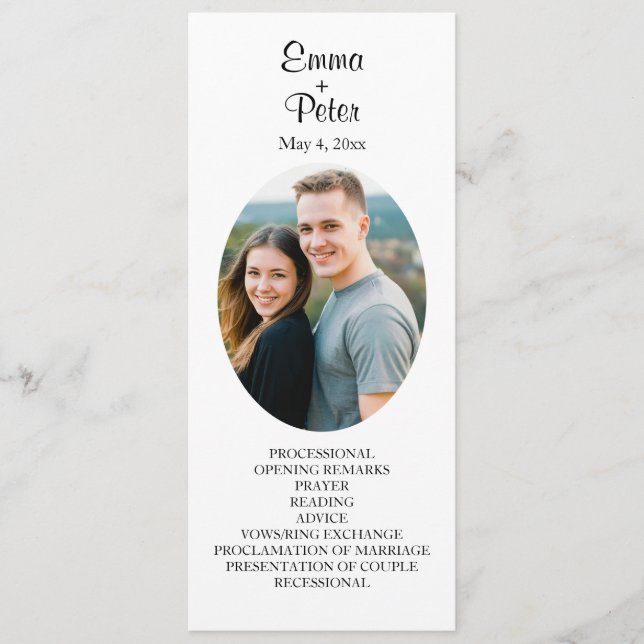 Programme de mariage plat ovale minimaliste (Devant)