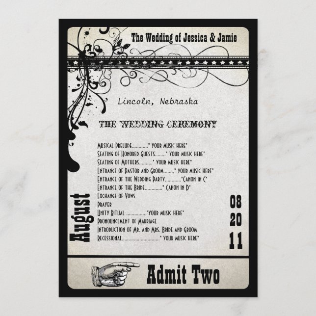 Programme de mariage Playbill Métal Argenté (Devant)