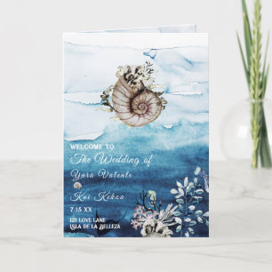 Programme de mariage plié dans l'océan rustique