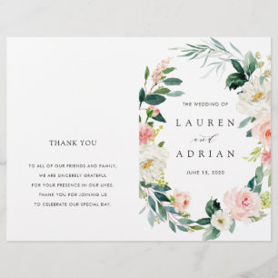 Programme de mariage plié de la couronne florale d