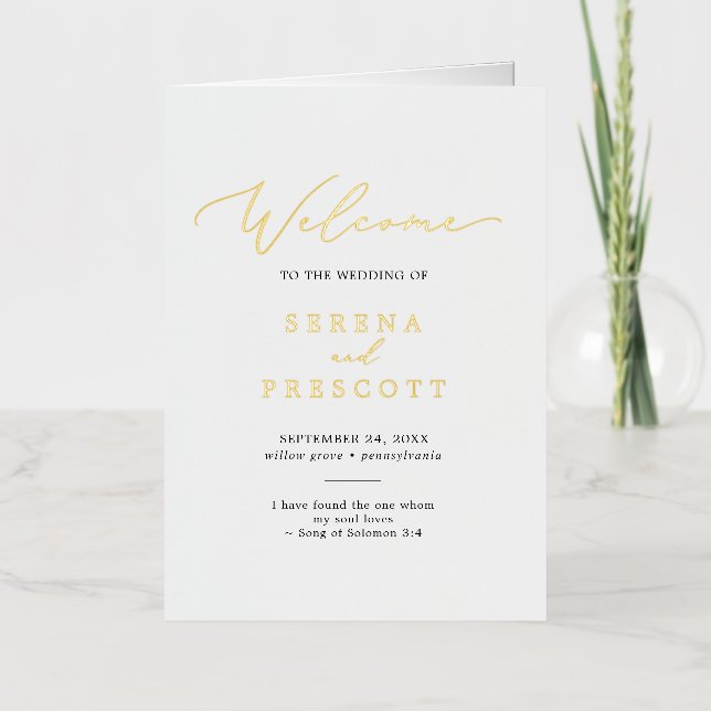 Programme de mariage plié Delicate Black & Gold Fo (Recto)
