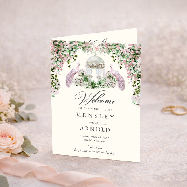 Programme de mariage plié Élégant Jardin Rose (Créateur téléchargé)