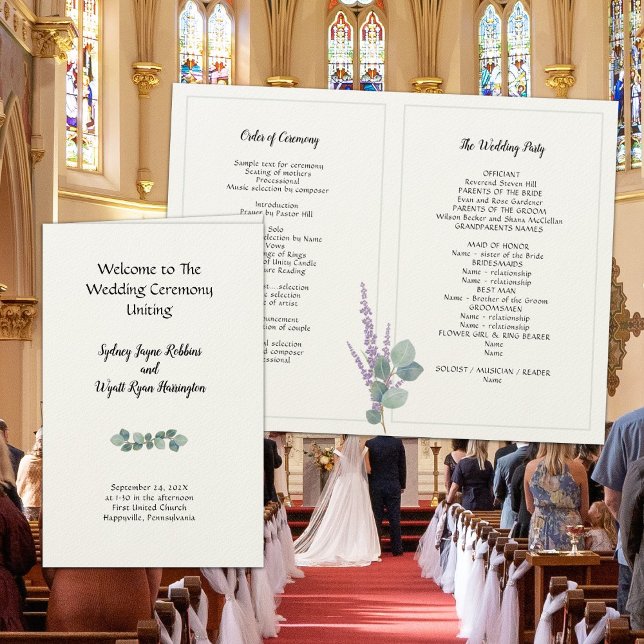 Programme de mariage plié en papier feutré Eucalyp (Créateur téléchargé)