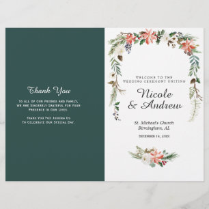Programme de mariage plié floral hivernal rustique
