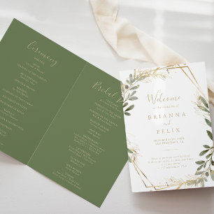 Programme de mariage plié Géométrique Gold Greener