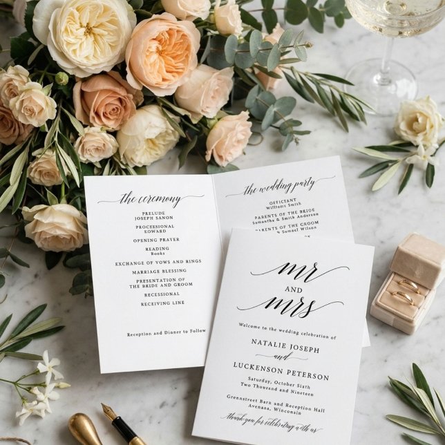 Programme de mariage plié minimaliste moderne (Créateur téléchargé)