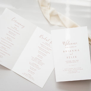 Programme de mariage plié minimaliste or rose