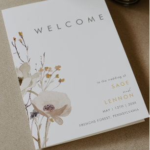 Programme de mariage plié pour Fleur sauvage lunat
