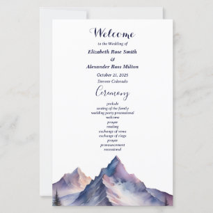 Programme de mariage pour les montagnes couvertes