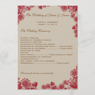 Programme de mariage pour marguerites rouges et be