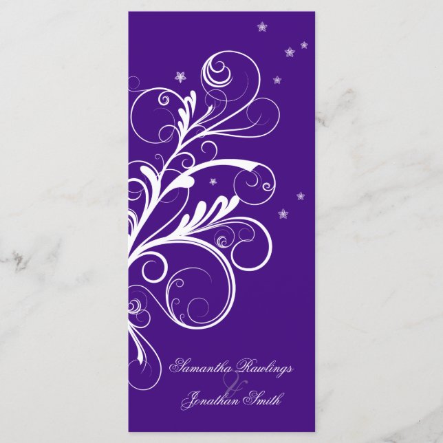Programme de mariage Purple Blanc Floral Élégant S (Devant)