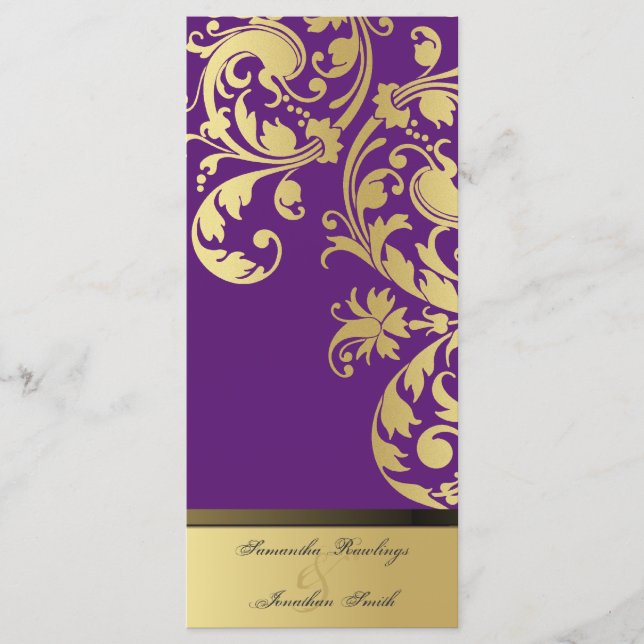 Programme de mariage - Purple & Gold Shimmer Flora (Devant)