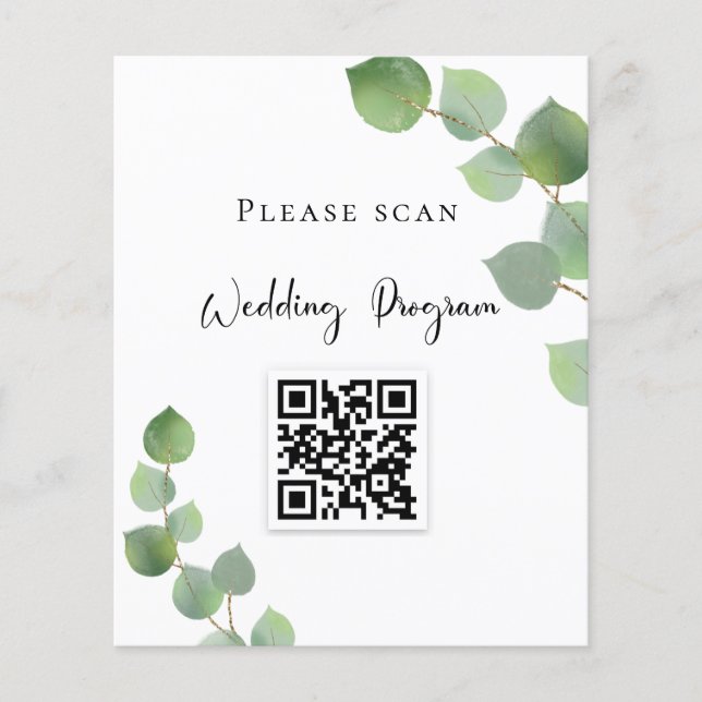 Programme de mariage QR code eucalyptus verdure (Devant)