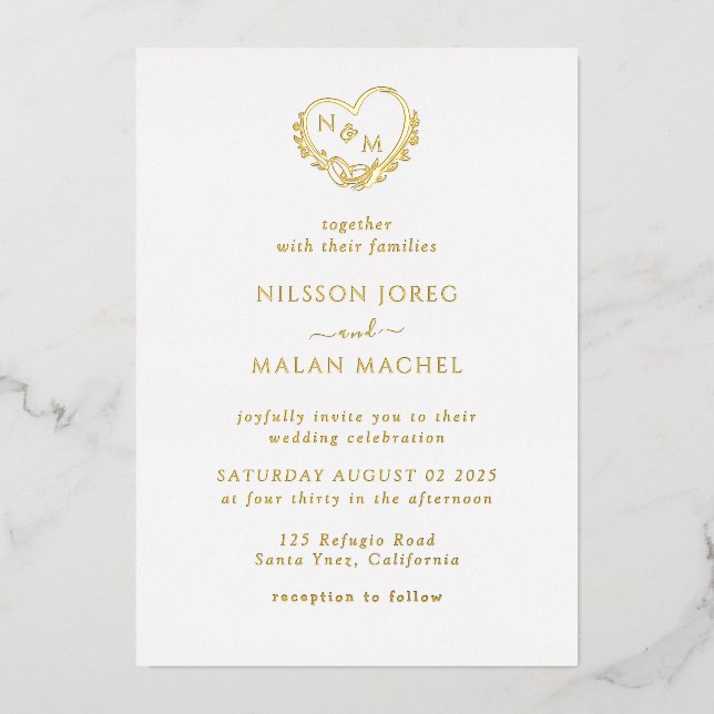 programme de mariage Real Gold Foil invitation (Recto)