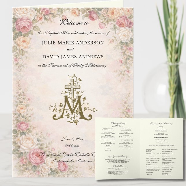 Programme de Mariage Religieux Catholique Élégant  (Créateur téléchargé)