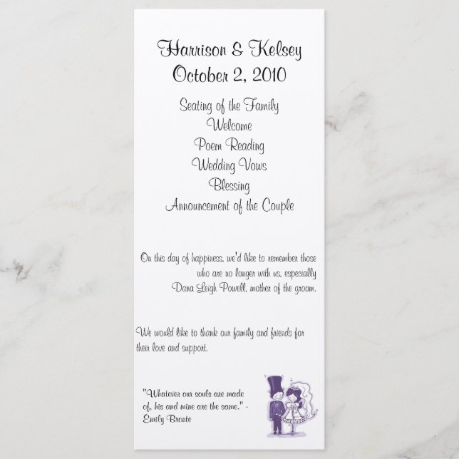 Programme de mariage rétro cursif (Devant)