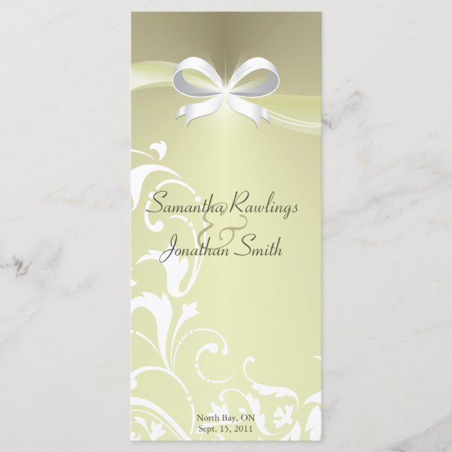 Programme de mariage - Ribbon floral ivoire classi (Devant)