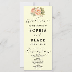 Programme de mariage romantique blanc floral jaune