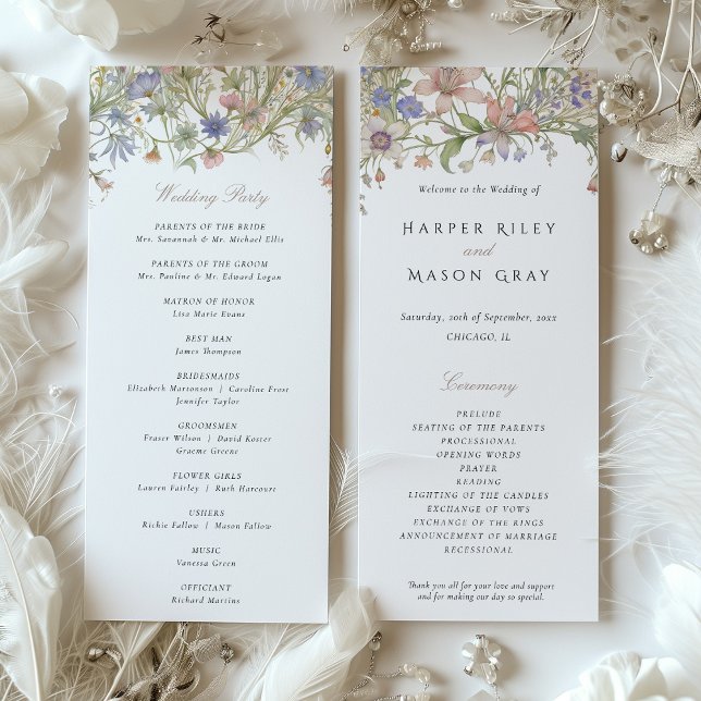 Programme de mariage romantique des Fleurs sauvage (Créateur téléchargé)