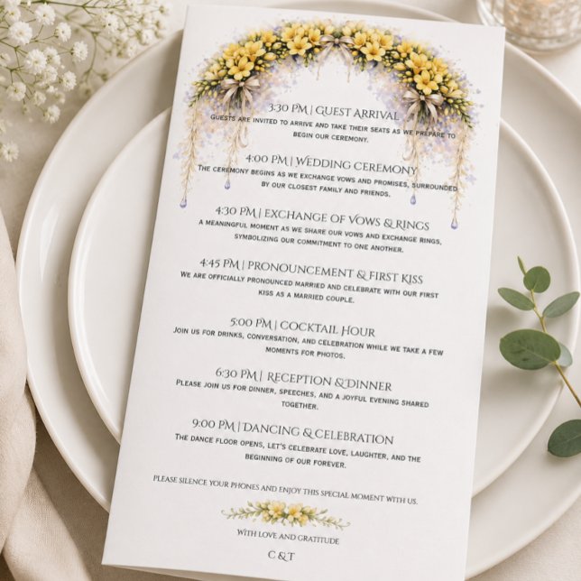 Programme de mariage romantique Freesia jaune cana (Créateur téléchargé)