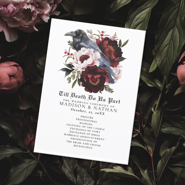 Programme de mariage romantique gothique d'aquarel (Créateur téléchargé)